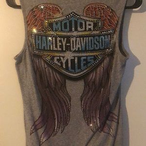 Harley-Davidson Gray Laced Top